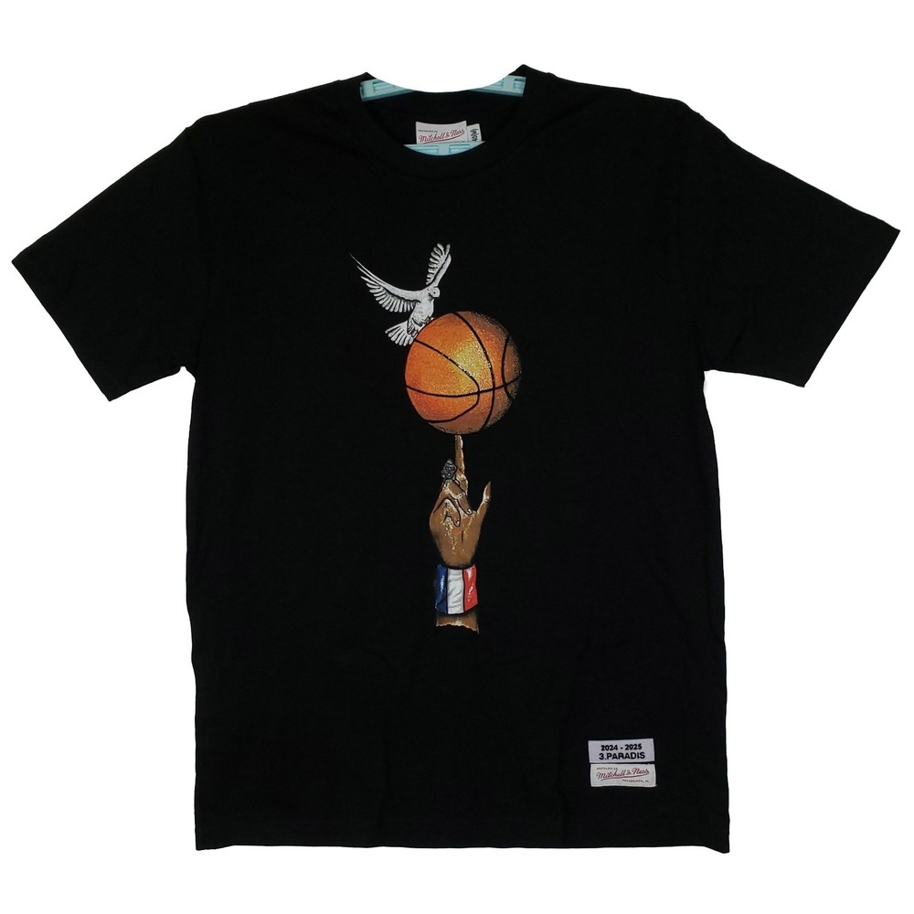 3.Paradis Mitchell &‎ Ness Medium Shirt Printed Finger Spin Basketball Logo NWT